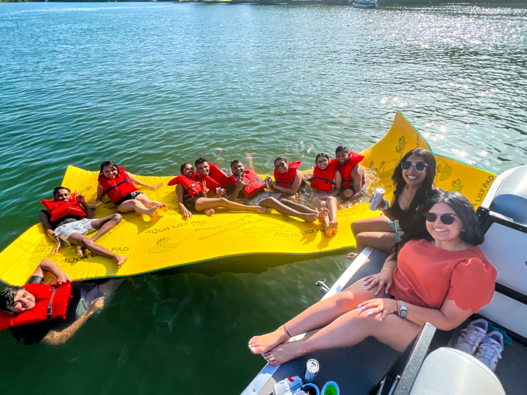 Private Boat Tour and Cruise on Lake Austin with friends and family enjoying the water.